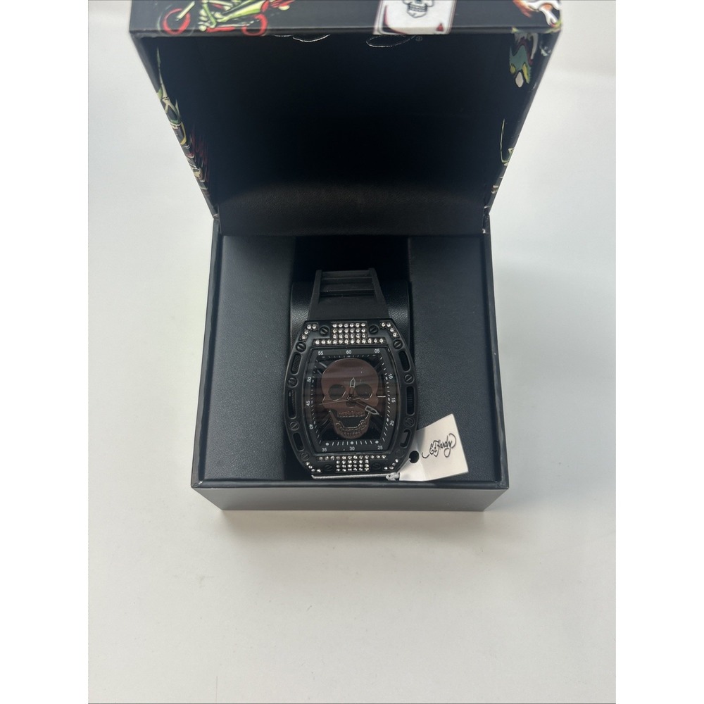 NIB Ed Hardy Men's Skull & Rhinestone Studded Watch ($95 Retail)